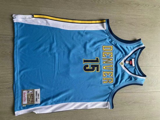 NBA 15 Jokic Nuggets 2016-17 throwback authentique Maillot bleu